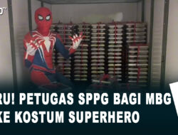 Seru! Petugas SPPG bagi MBG pake kostum Superhero